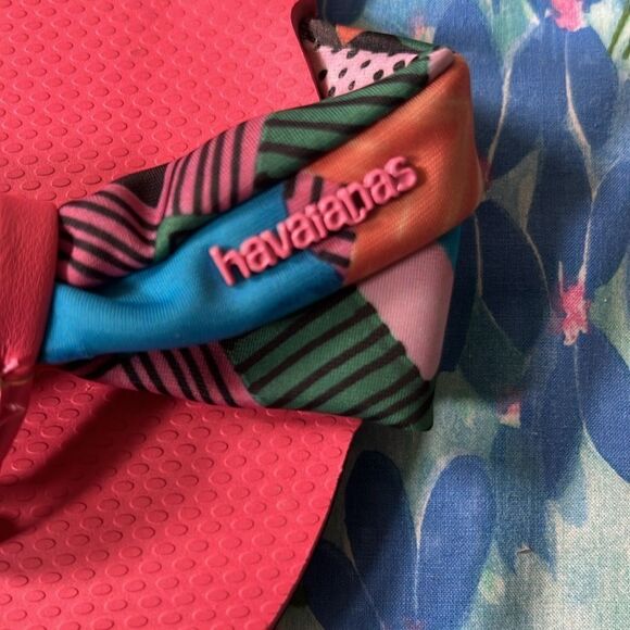 Havaianas Flip Flops Soft Cloth and Leather Straps - 11/12 Women - Picture 7 of 8